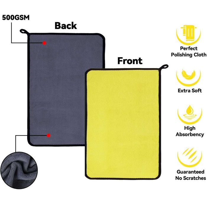Set de 2 lavete din microfibra pentru curatarea auto 30x30 si 30x60 cm