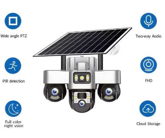 Камера със соларен панел V380Pro 4G, SIM карта, 18MP Full HD, 3 зони