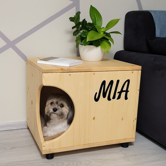 Căsuță din lemn pentru animale, handmade, design modern – model „MIA”
