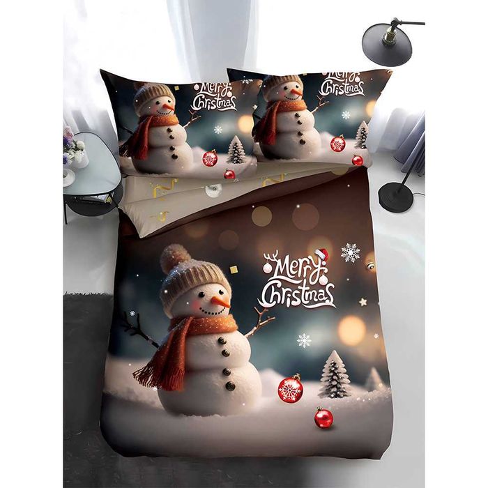 Двулицево коледно спално бельо за приста (Реално изображение), 4 части