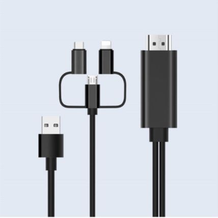 3в1 HDTV адаптерен кабел USBC/micro-usb/lightning към HDMI,IOS/ANDROID