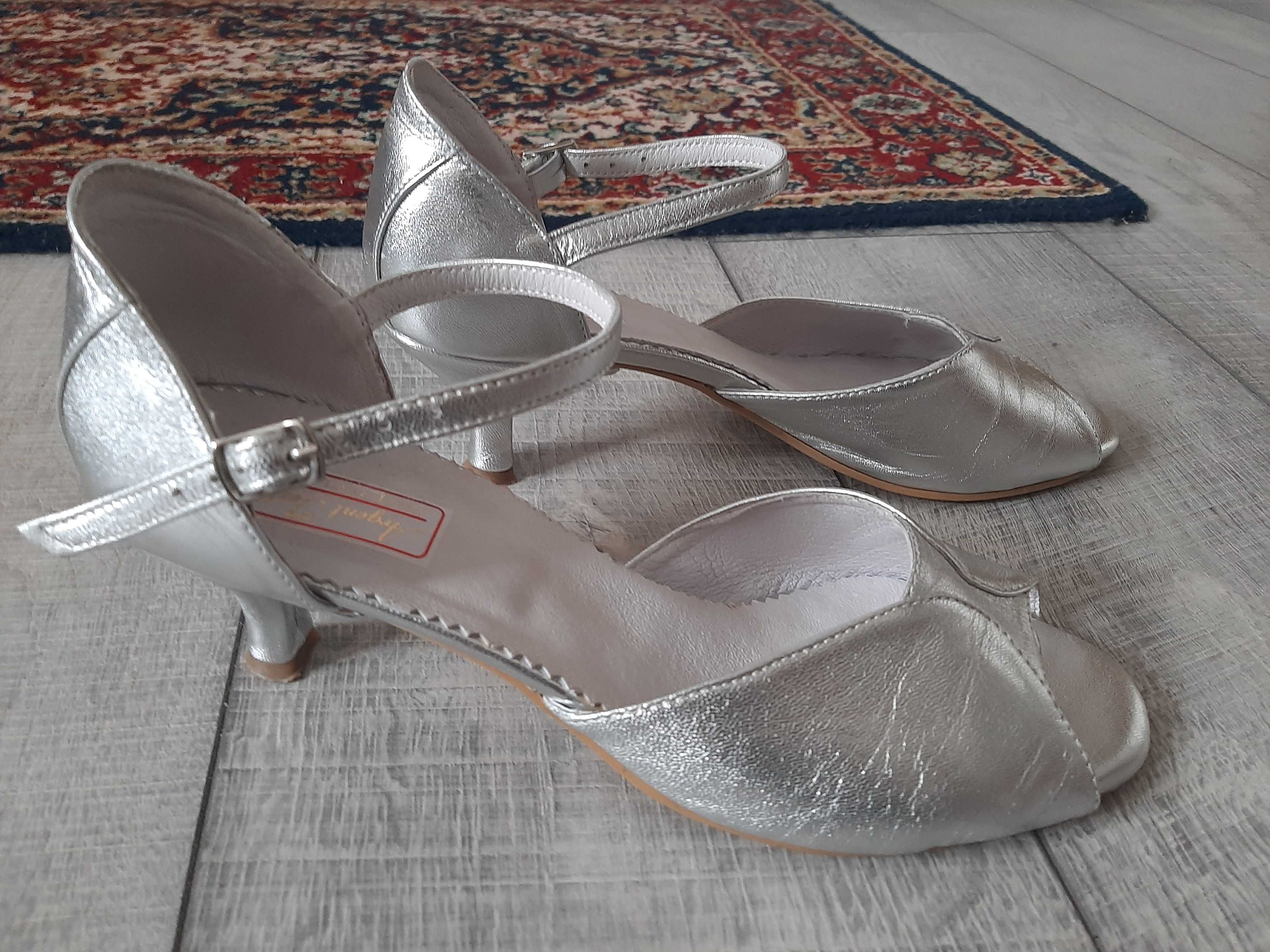 Pantofi din piele, eleganti/de dans, argintii, marimea 41