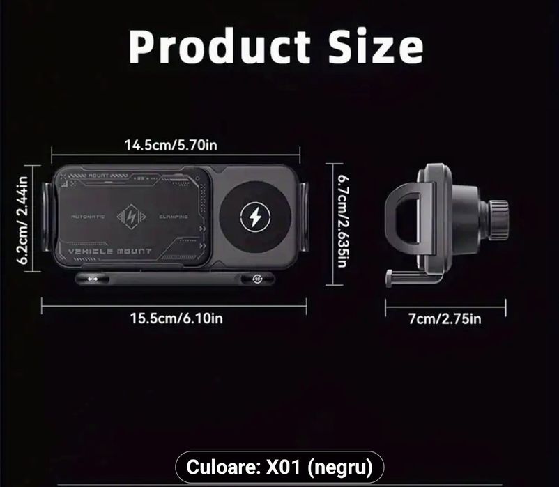 Suport auto pentru telefoane, inclusiv Fold,JESWO, incarcare wireless