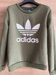 Adidas Originals суичър без качулка,  цвят маслено зелено