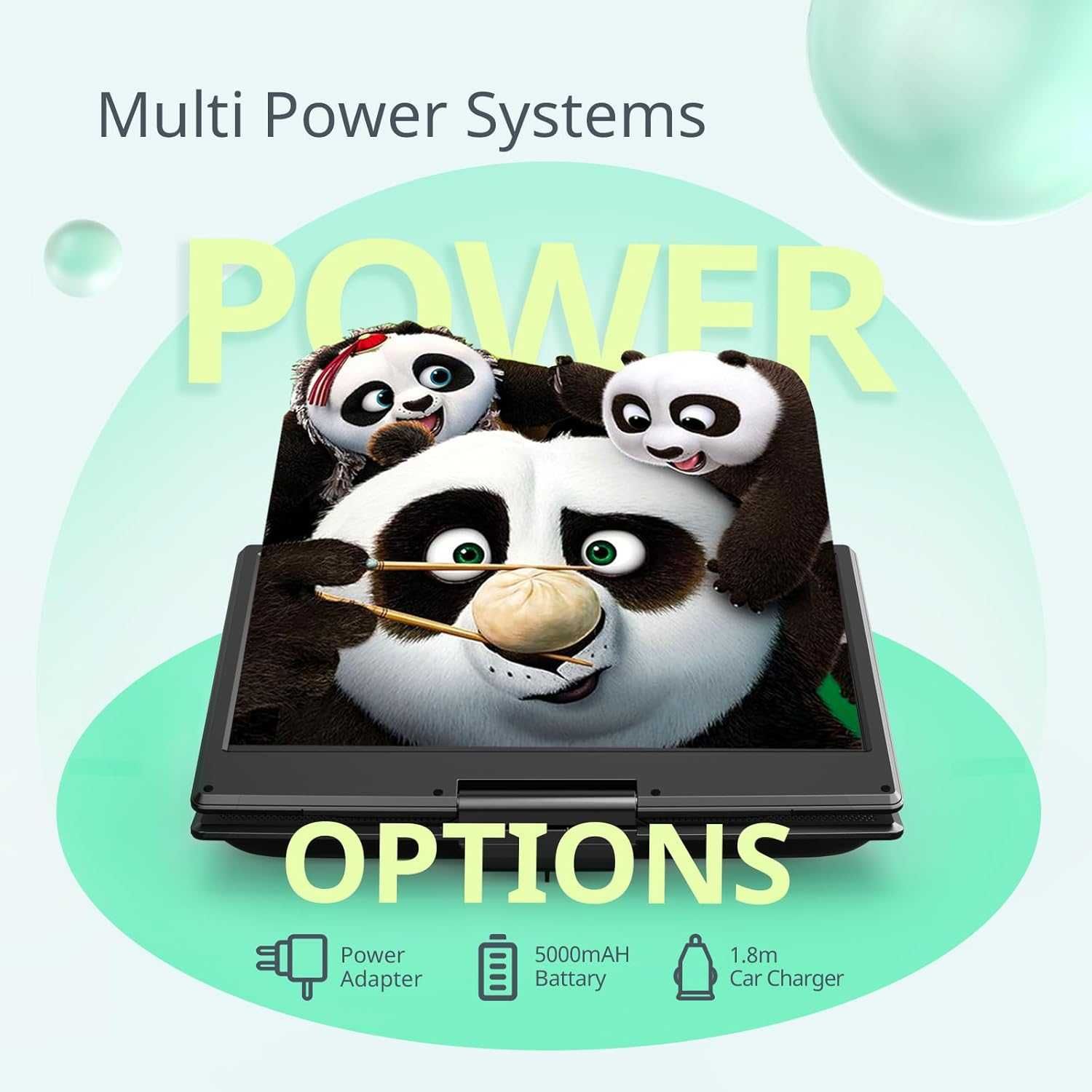 Портативен ДВД плейър YOTON, батерия, USB/SD