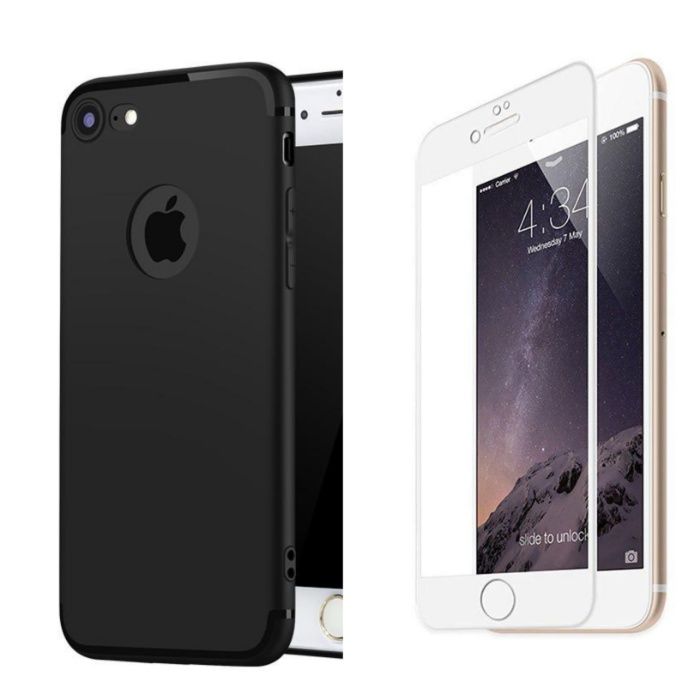 Pachet Husa Silicon si Folie Sticla 6D 11D Iphone 7/8 Plus