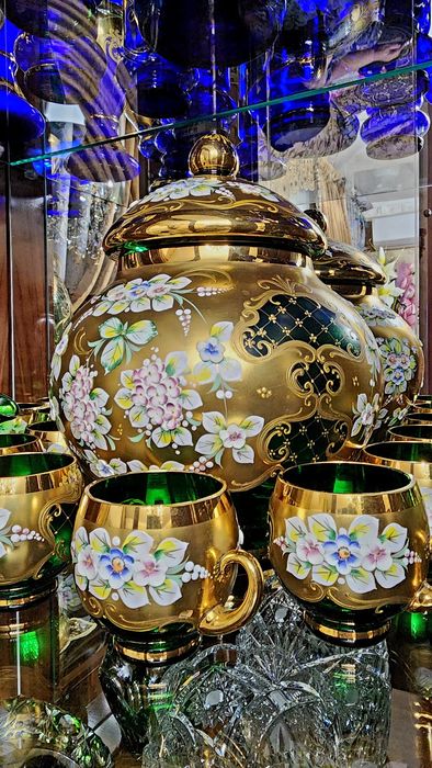 Богемия. Крюшонница с 10-ю бокалами и половником. Чехословакия. Дёшево