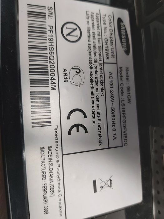 Monitor Samsung 961GW an 2008