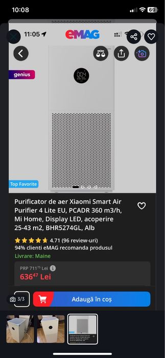 Putificator aer Xiaomi 4 Lite EU