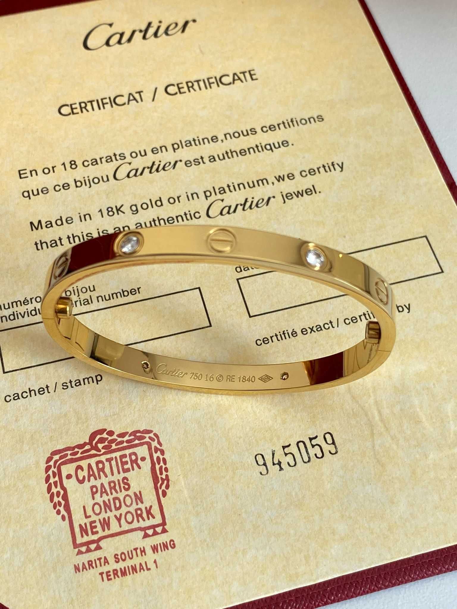 Brățară Cartier LOVE 19 Gold 750 Diamond