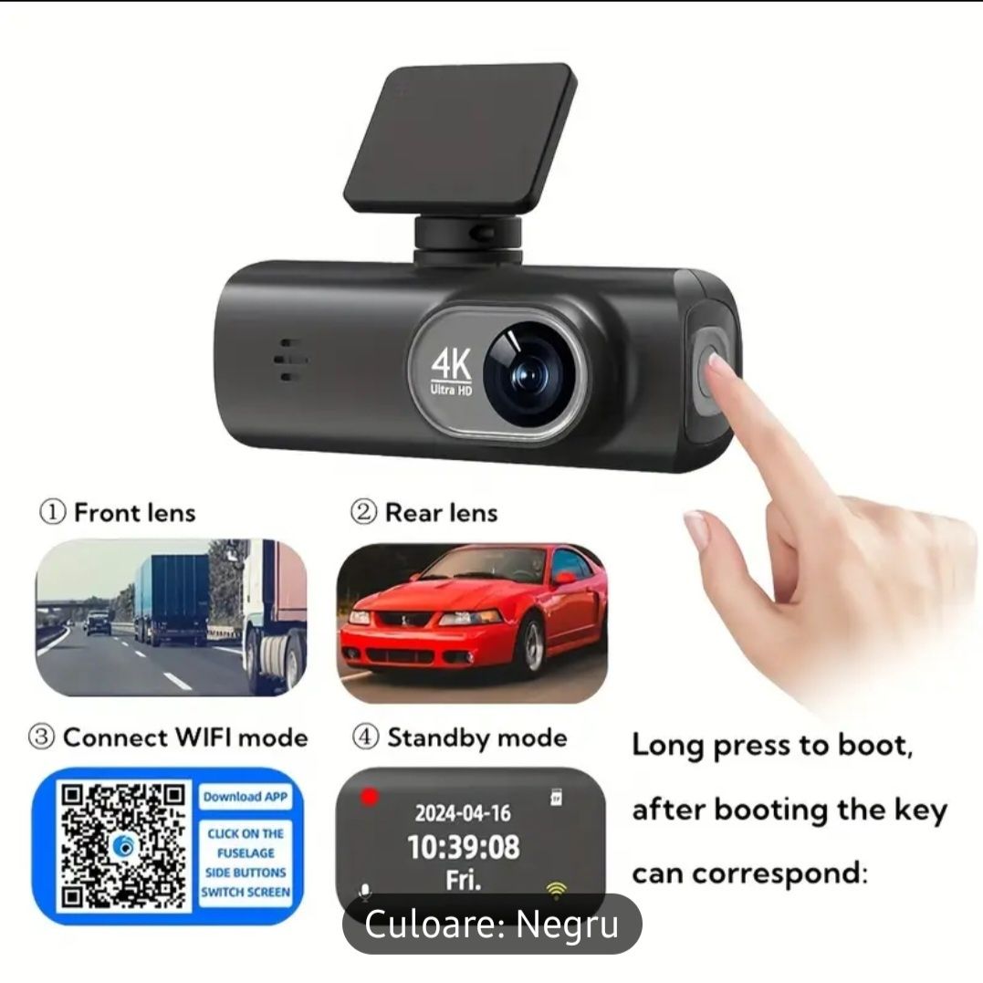 Camera Auto Video  Dubla,4K,Wifi,Card 64Gb,Cititor Card Sd,Incarctar.