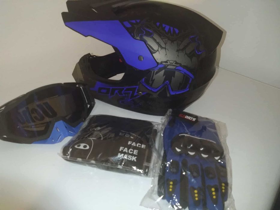 Set casca enduro+Ochelari+Manusi+Cagula