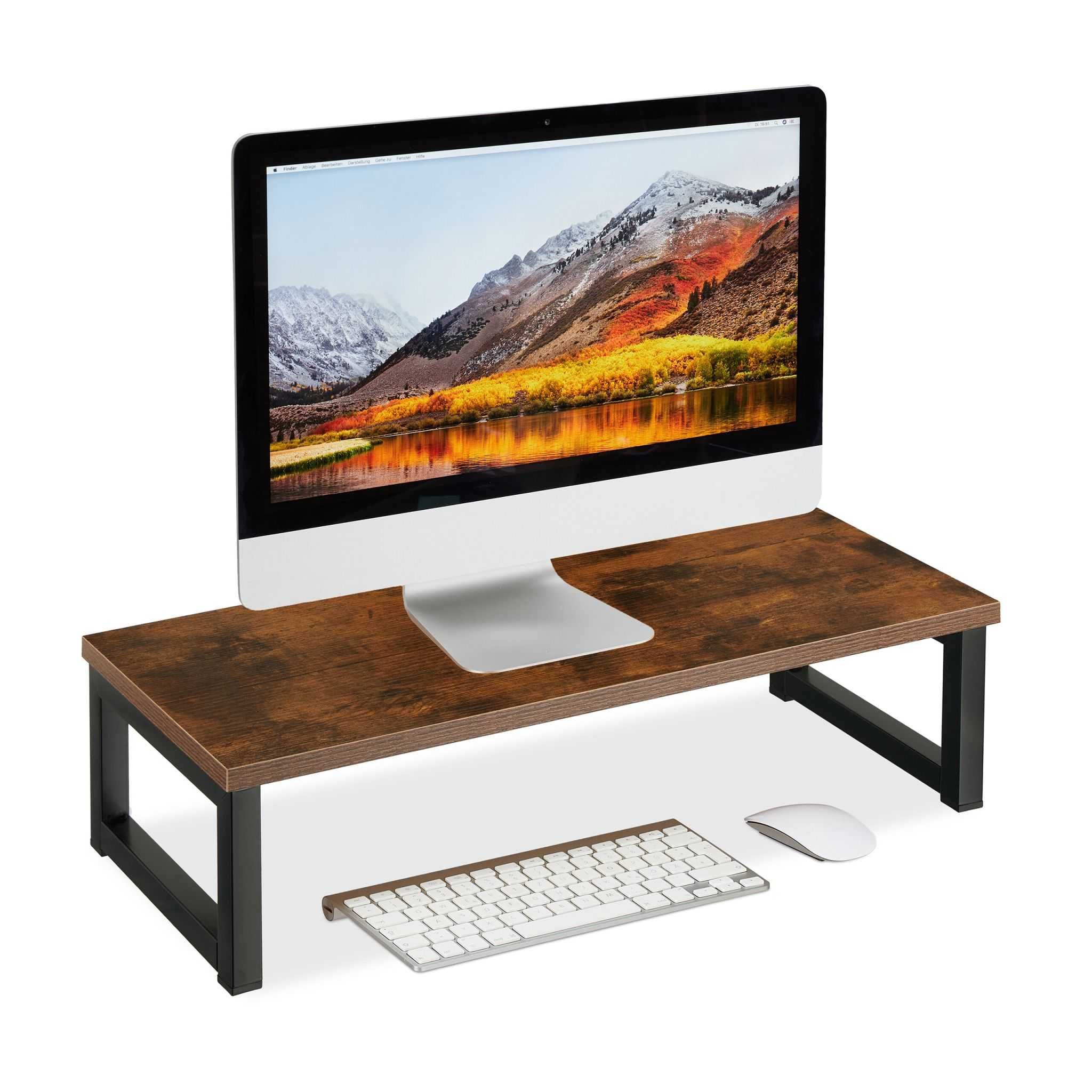 Stand pentru monitor XL design industrial otel si MDF 15 x 55 x 23 cm