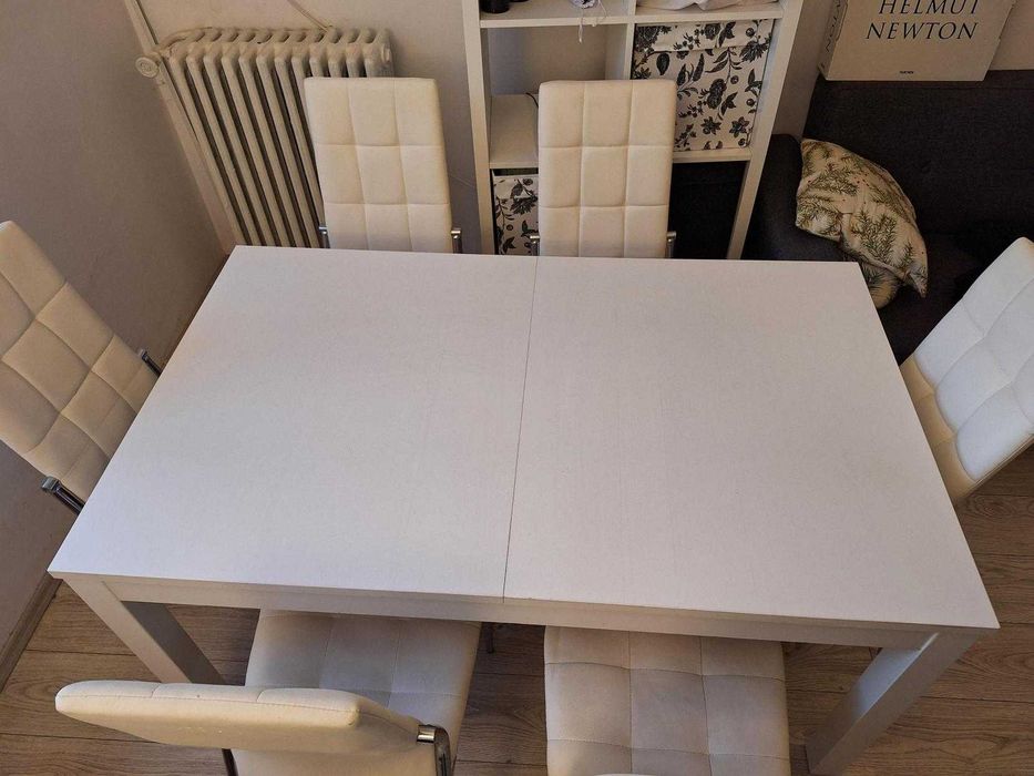 Masa Extensibila alba IKEA 6-10 persoane (optional cu 6 scaune LEMS)