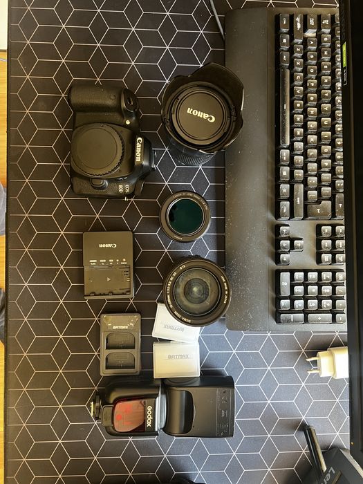 Pachet Fotografie Canon EOS 80d + obiective + flash + card + baterii