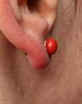 Cercei din aur galben 18k cu coral natural, handmade