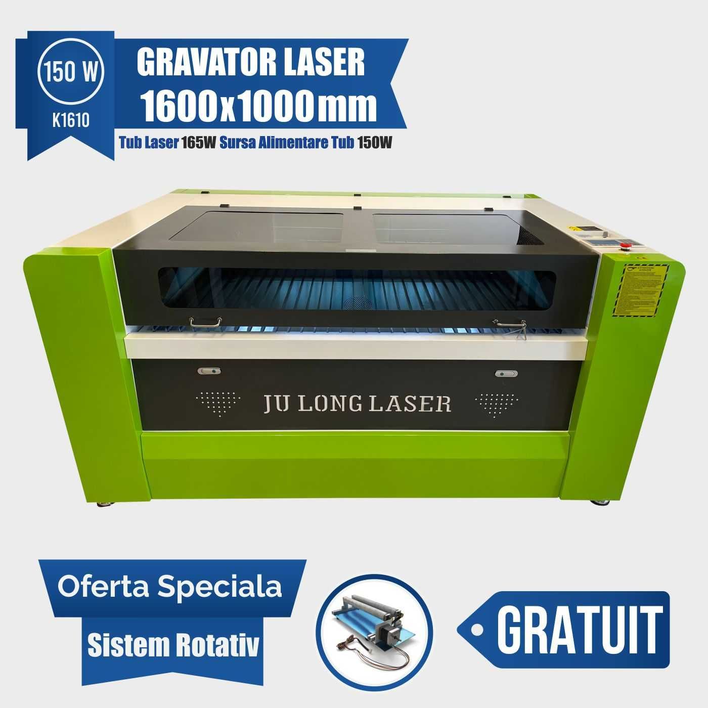 Gravator Laser K1610, Putere 150W, Controler RUIDA 1600x1000 mmm