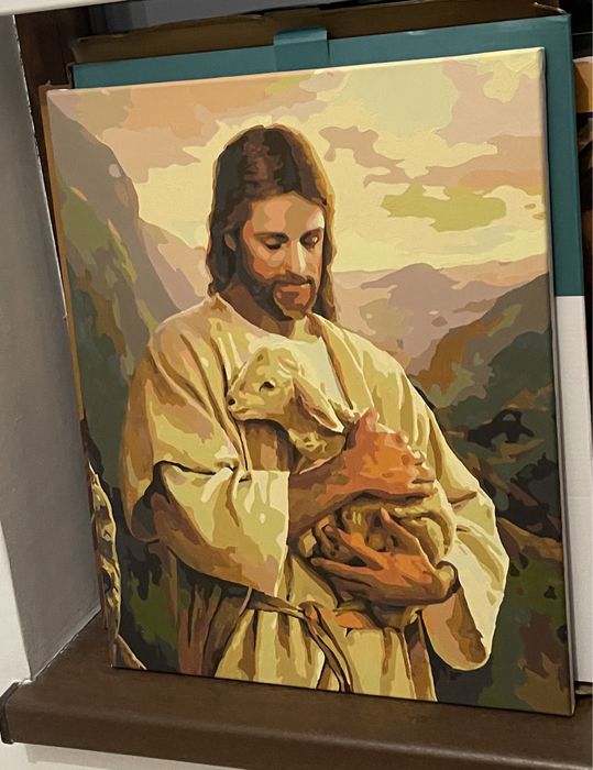 Icoana pictata manual Iisus Hristos Pastorul