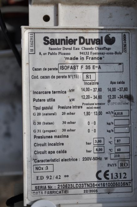 Placa Saunier Duval Themafast F 30 E1 si Isofast F 35 E-A etc