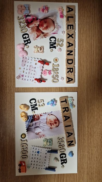 Tablou cu datele bebelusului