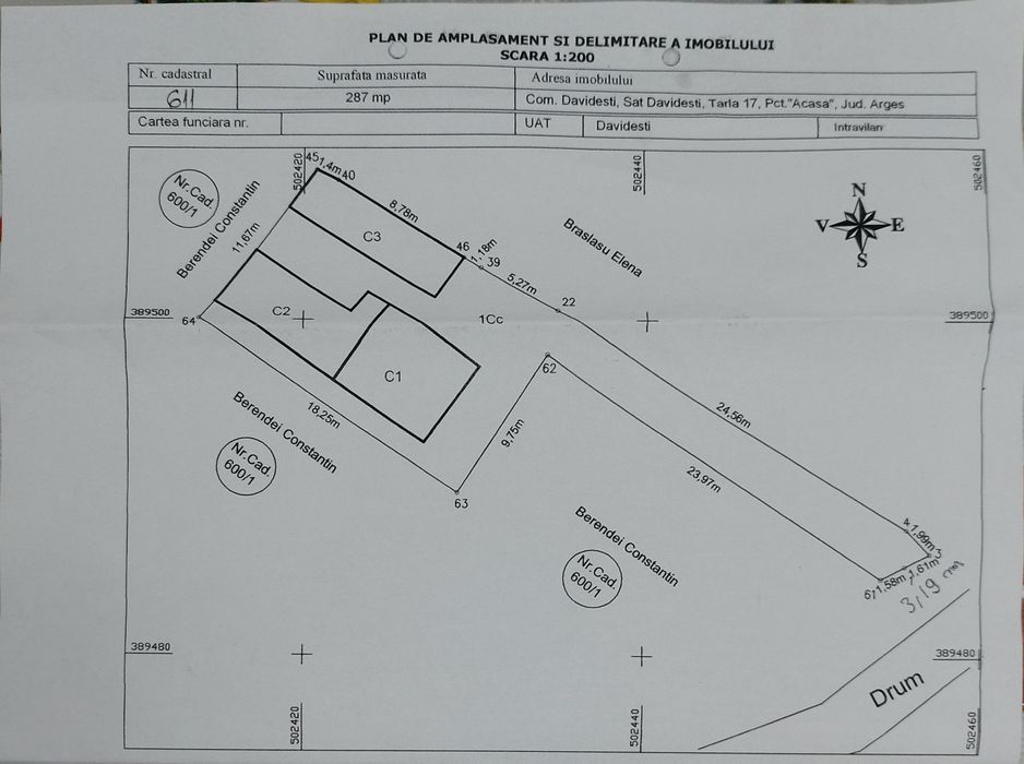 VÂND CASĂ INTABULATĂ       287  metri pătrați teren plus casă