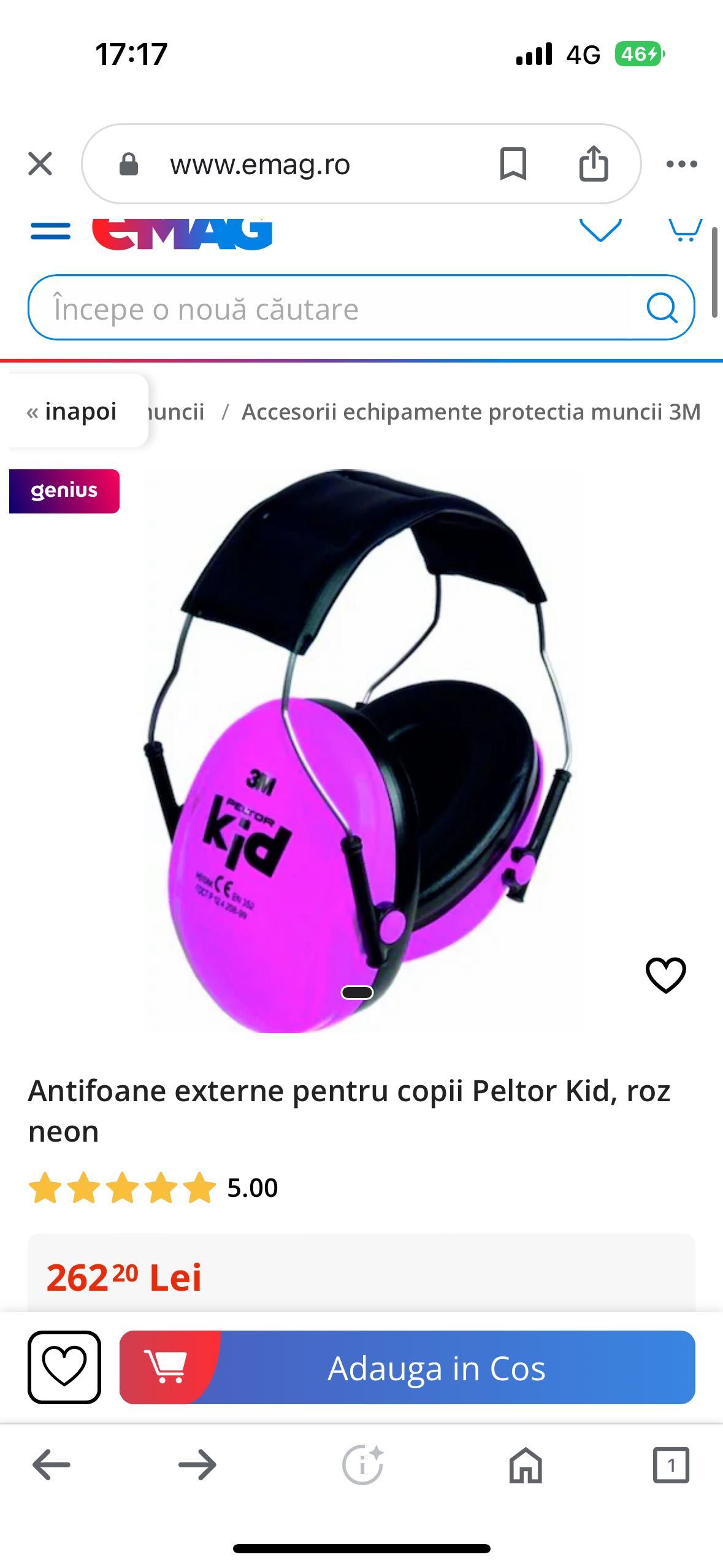 Antifoane externe pentru copii Peltor Kid, roz