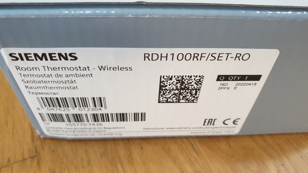 Termostat ambient wireless SIEMENS RDH100RF nou