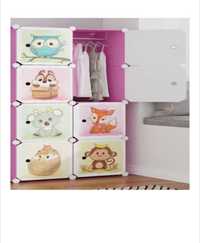 Dulap modular pentru copii, 8 rafturi, durabil, 76X37X147 cm, roz
