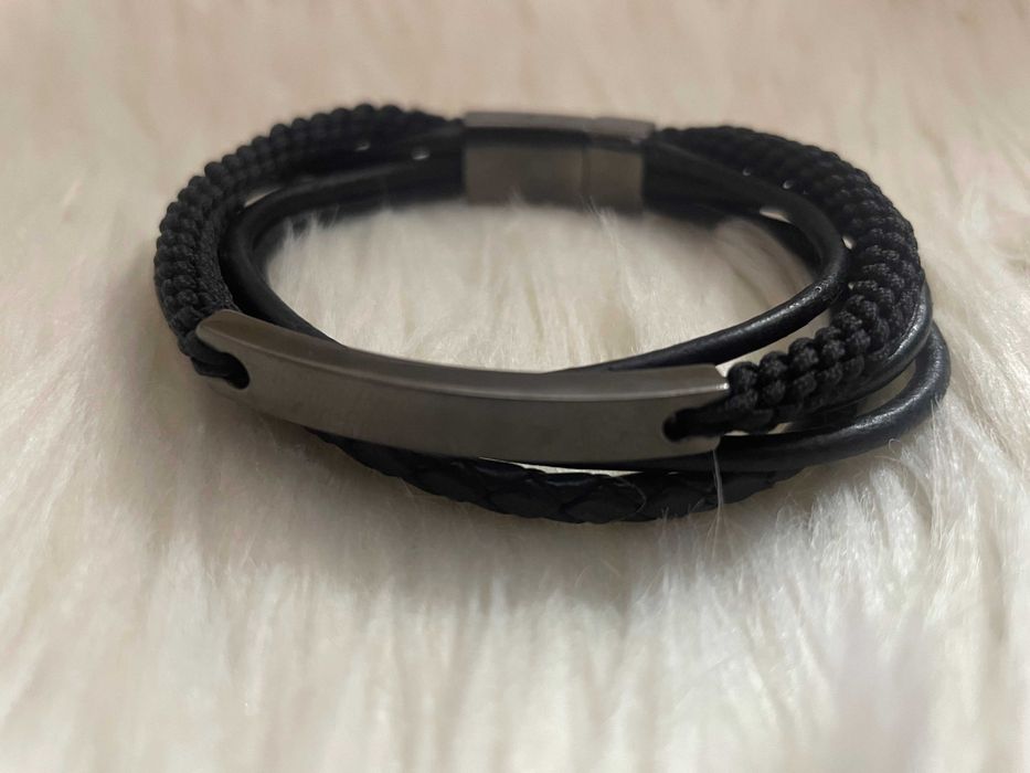 Bratara Piele + Inox Fossil Calitate