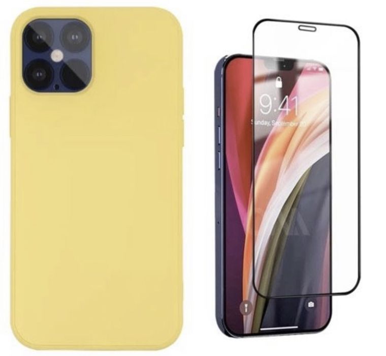Iphone 12/13/14/PRO/MAX Husa Silicon Interior Catifea + Folie Sticla P