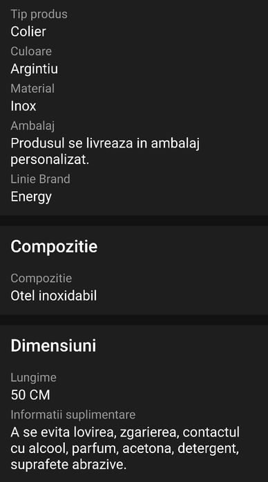 Lanț Sector otel inoxidabil 50cm