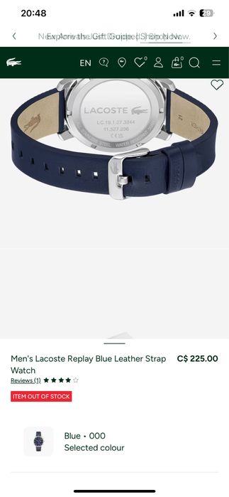 Мужские наручные часы Lacoste кожаный ремешок