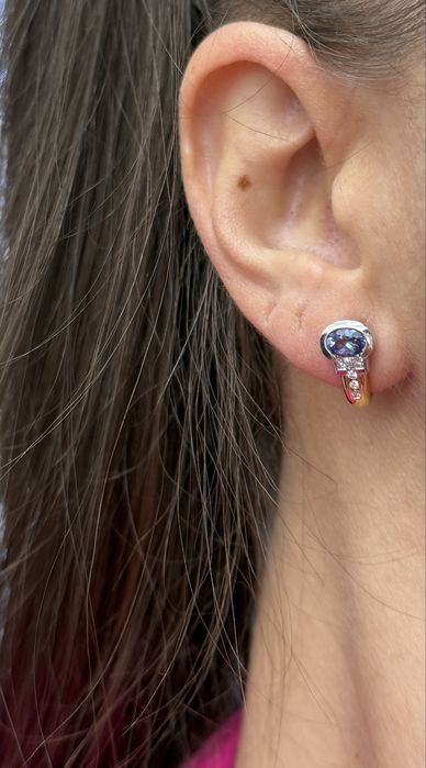 Cercei din aur cu tanzanite si diamante