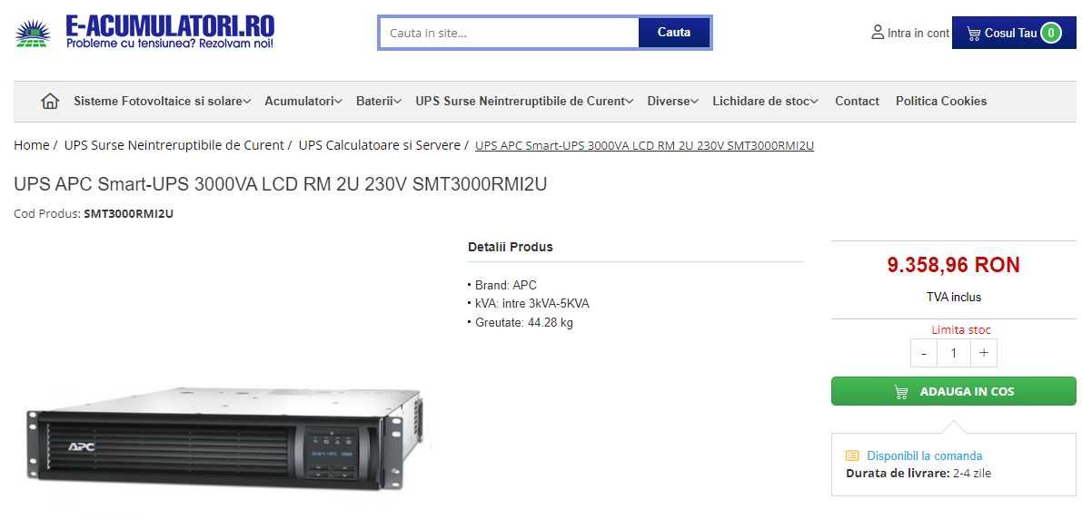 UPS APC Smart 2200VA sau 3000VA (SUA, SMT) SINUS, AVR, cu/fara bat noi