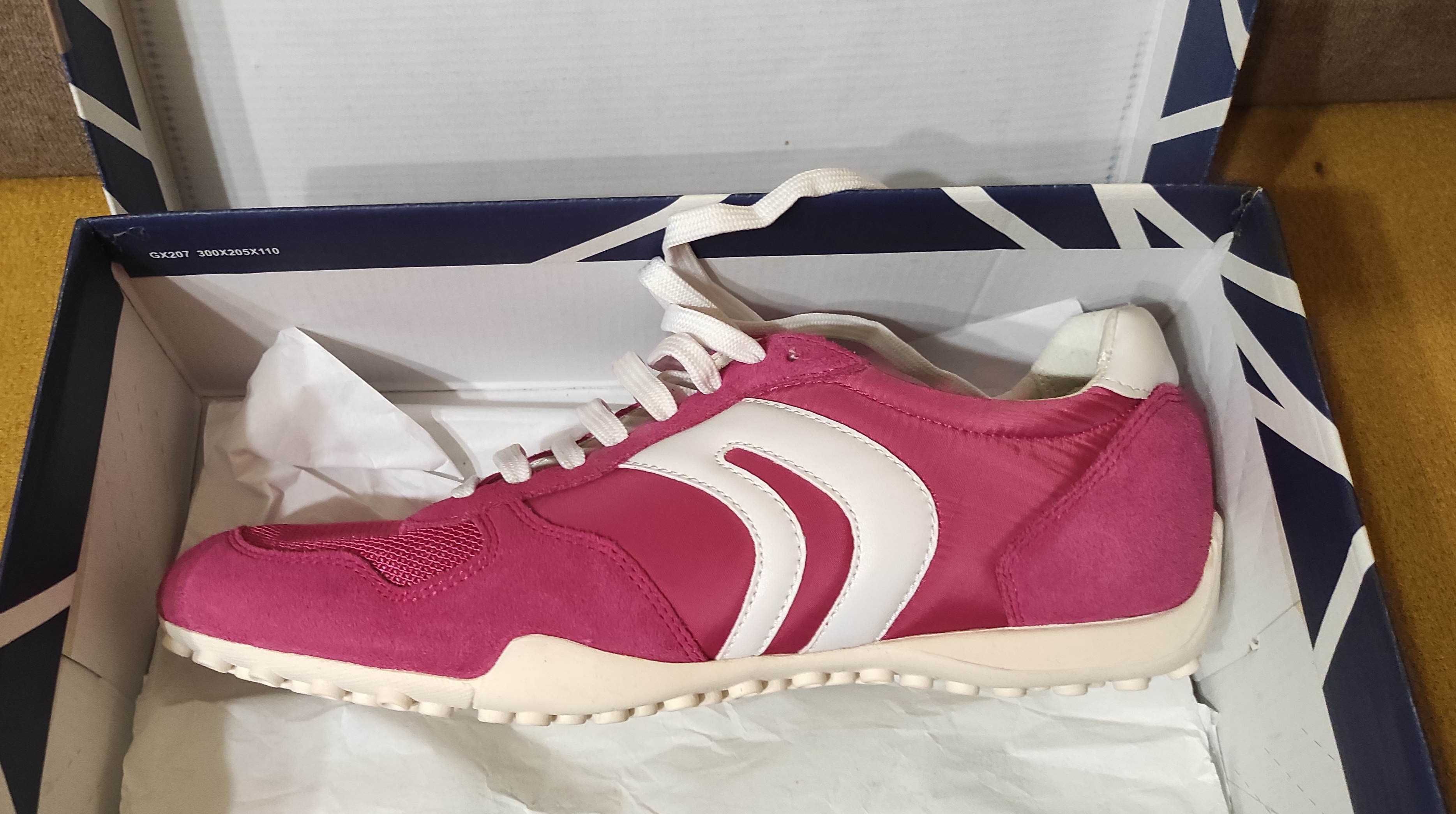 Pantofi dama Geox, roz, marime 41, din piele și material textil, noi