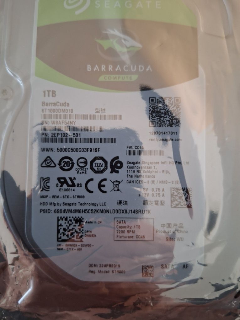 Nou, sigilat- HDD SATA3 Seagate BarraCuda 1 TB, 7200rpm, 3,5" - Nou