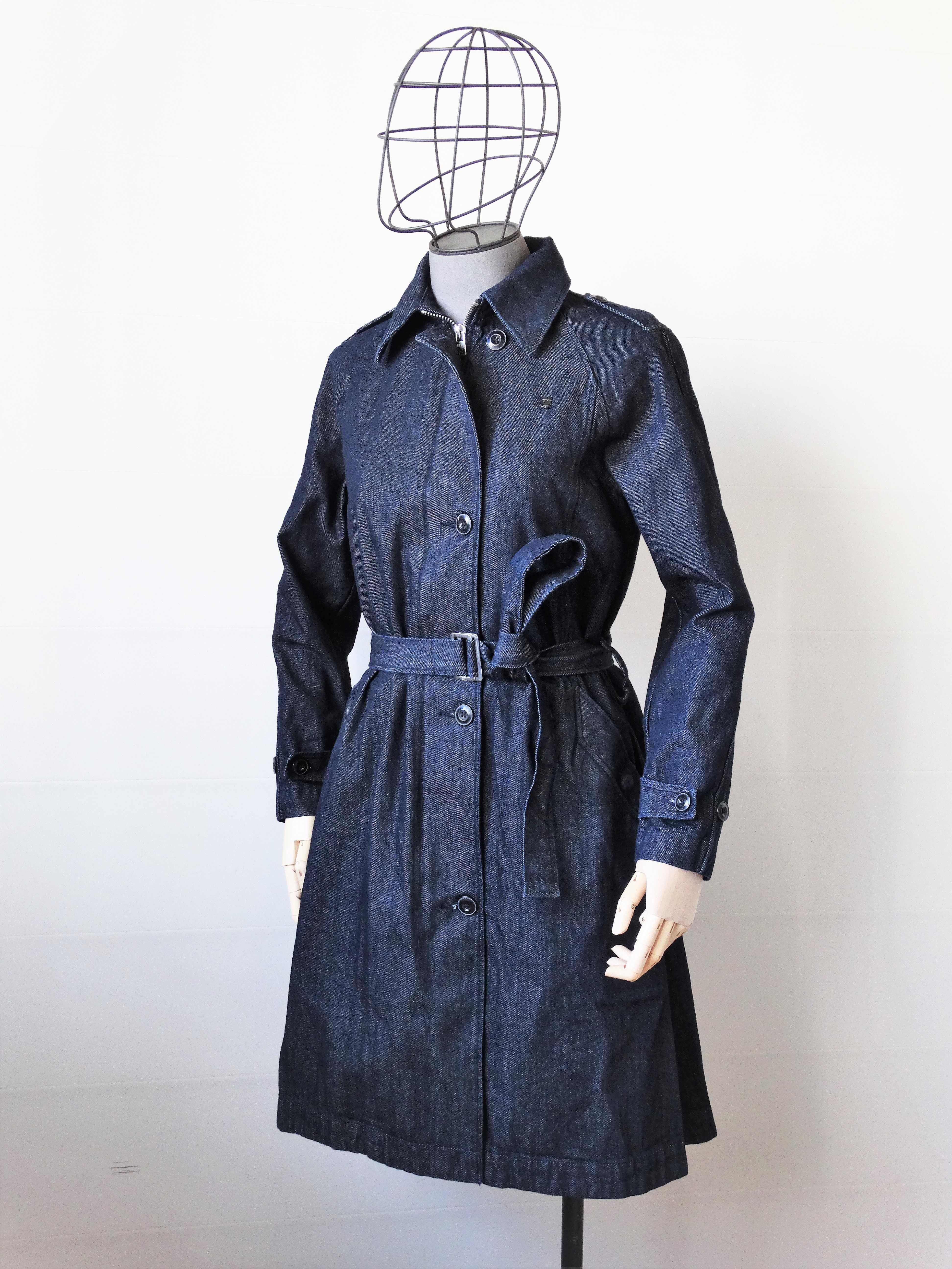 Ново Намалено G-star Minor Denim Classic Trench Dk Blue Дамски Тренч -