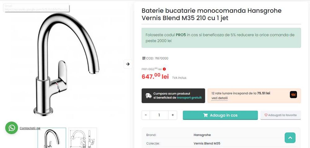 Baterii Grohe /HANSGROHE / Adora  modele  noi