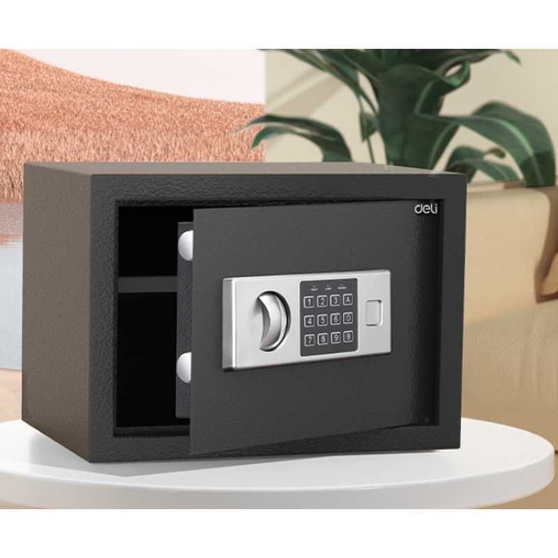 Сейф DELI ET521 электронный замок+ключ, 250х350х250 мм, 6.7 кг, черный