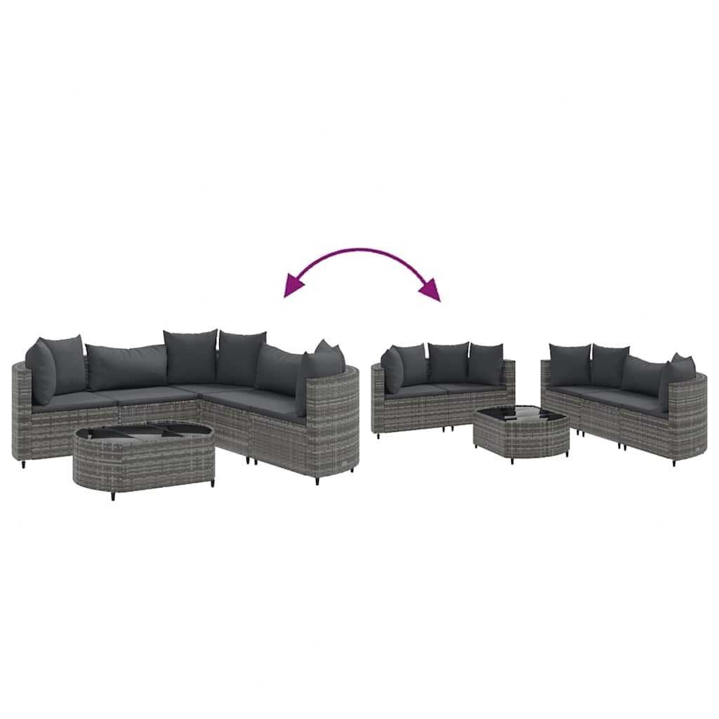 Set mobilier gradina/terasa canapea/coltar cu perne Gri Ratan CUNEO