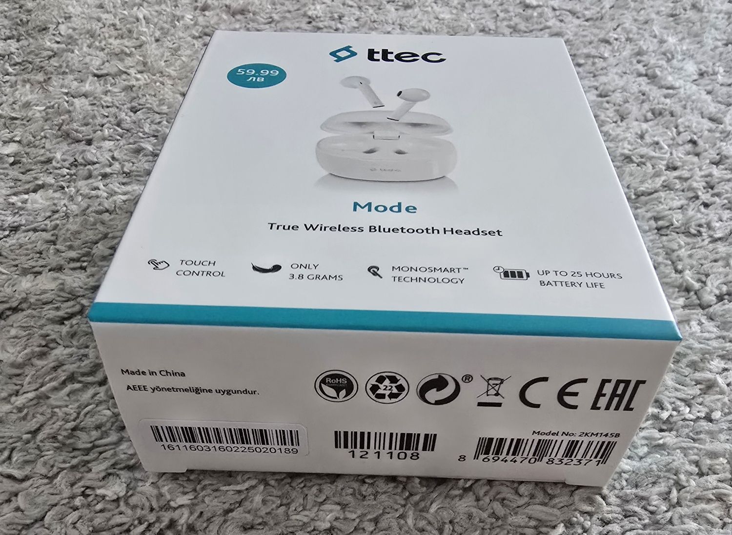 Bluetooth слушалки ttec Mode, TWS, Бели