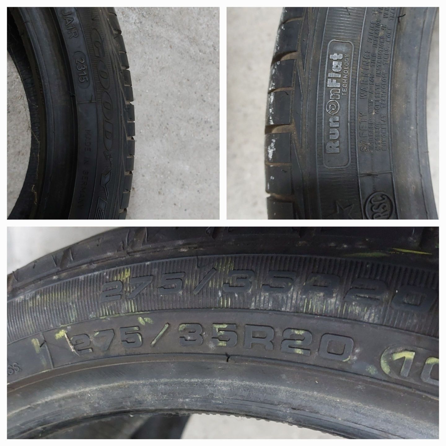 set anvelope vara 255 40 20 / 275 35 20 goodyear pirelli runflat