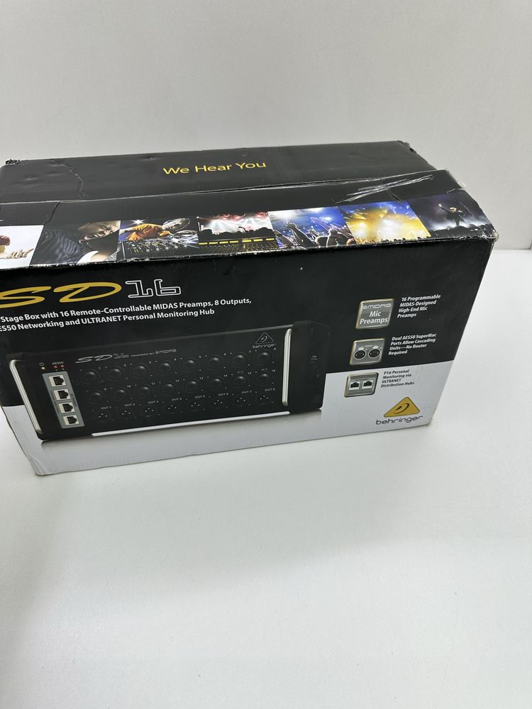 Stage Box I/O cu 16 preamplificatoare Midas 8 ieșiri, rețea AES50 Nou