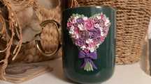 Cadou pentru mama, bunica, sotie,iubita cana buchet flori handmade