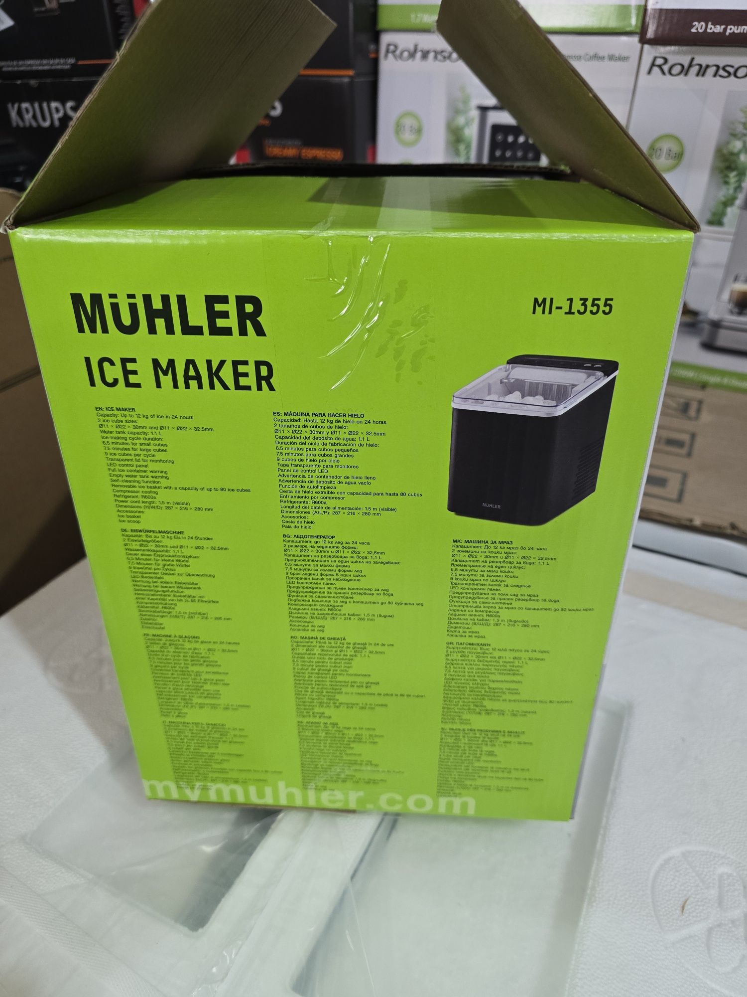 Нов черен ледогенератор Muhler 12 кг/24 ч