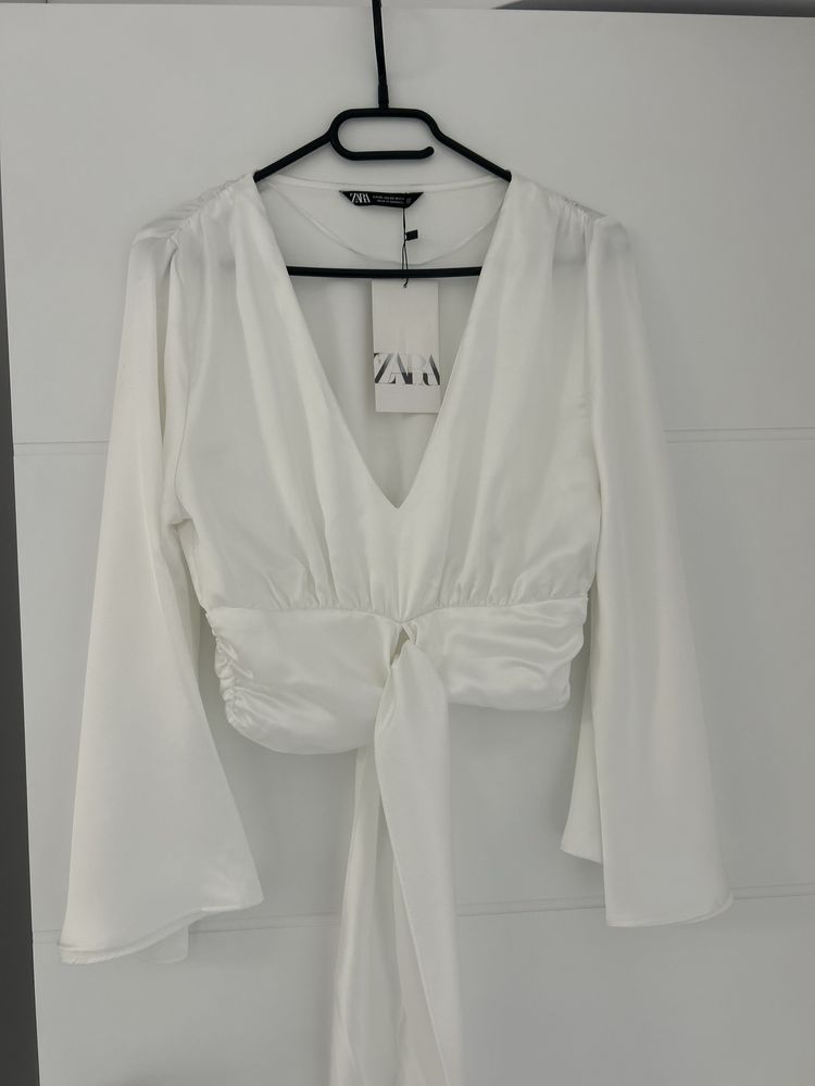 Top scurt, Zara, nou, alb, XS