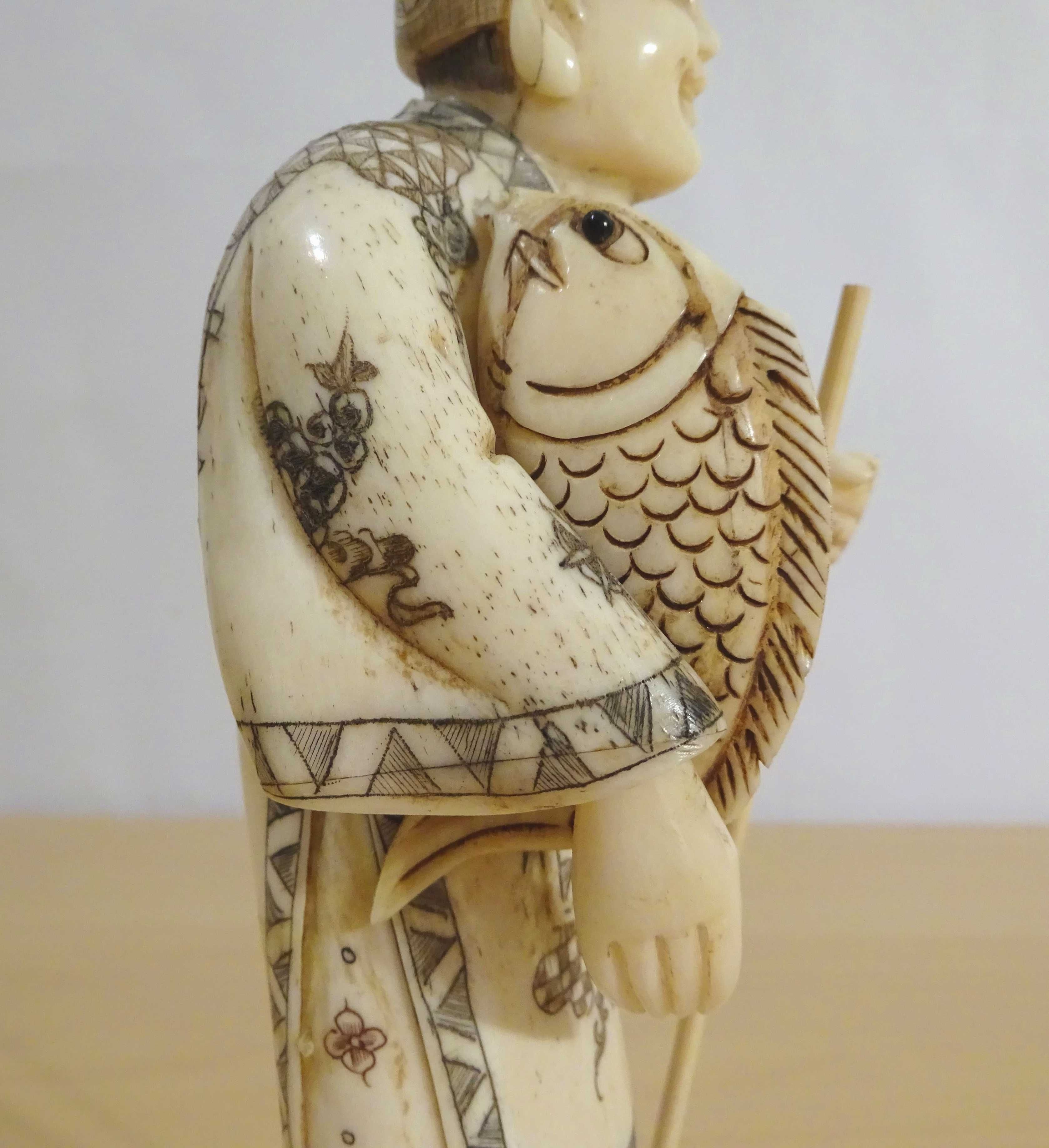 Statueta asiatica Feng Shui sculptata manual - Nobil cu Crapul norocos
