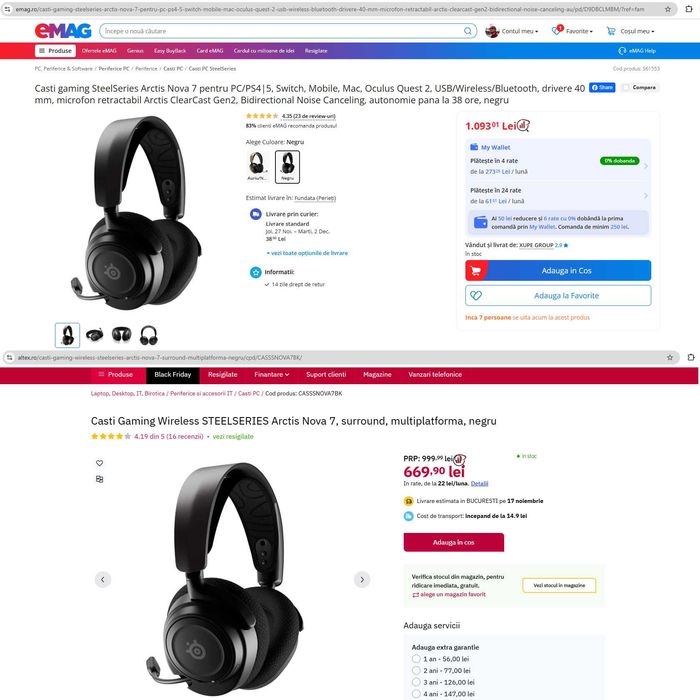 SteelSeries Arctis Nova 7 - Căști Gaming Wireless