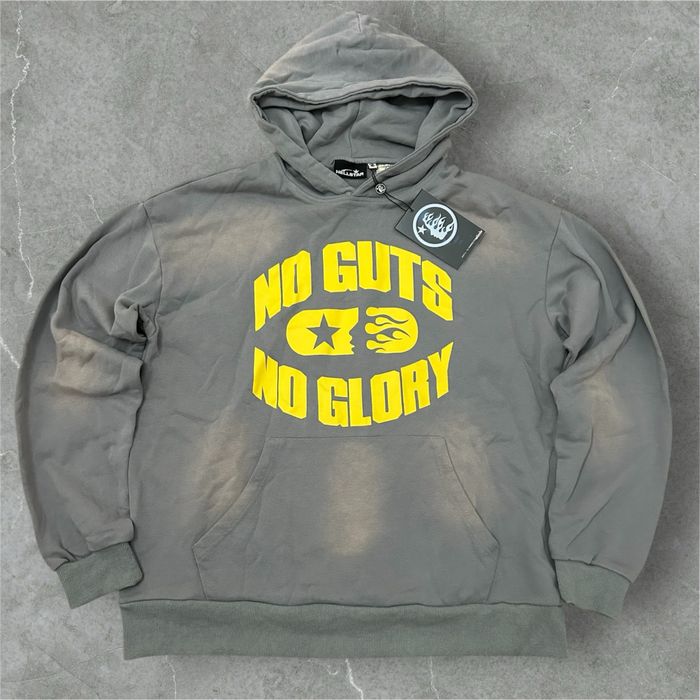 Hanorac HELLSTAR gri washed cu print galben mărimea M nou cu etichetă