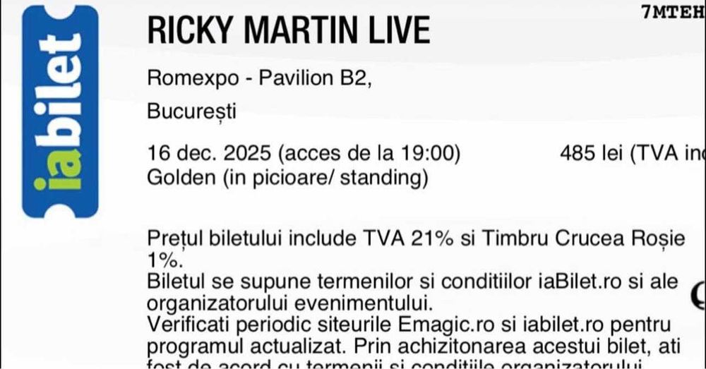 bilet Ricky Martin Live 16 dec